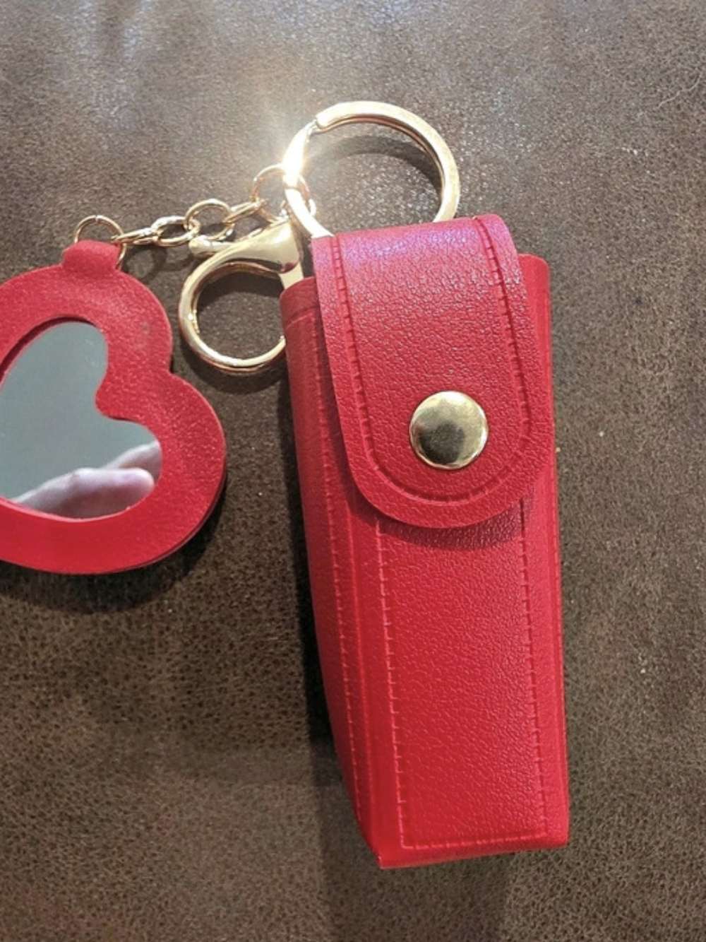 Red Heart Mirror Key Holder; Lipstick Holder